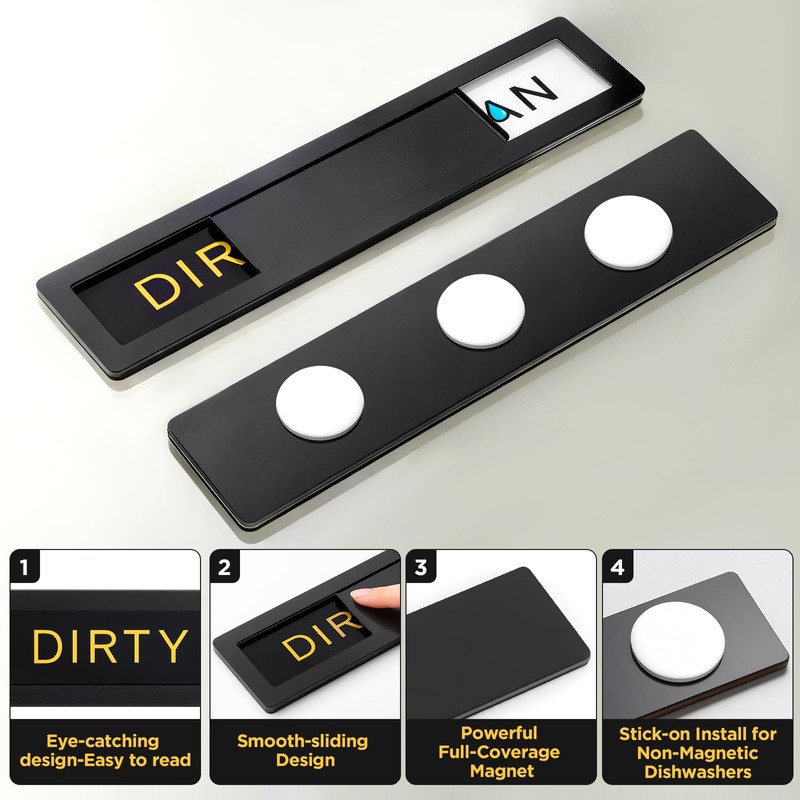 Clean Dirty Magnet for Dishwasher - Premium Stainless Steel Dishwasher
