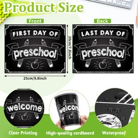First and Last Day of School Photo Prop Sign 10" x 8" Double Sided Reusable Back to School Paper Photo Signs 16 Grades for Kids Girls Boys Preschool Kindergarten First and Last Day Decor(Black)