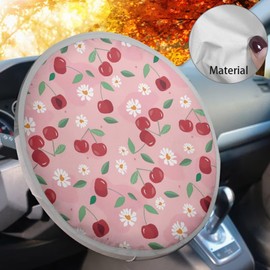 Qpednta Cherry Print Steering Wheel Cover Protector Block UV Rays Cool Anti Heat Automotive Steering Wheel Heat Shield Cover Car Interior Accessories for Car Truck SUV