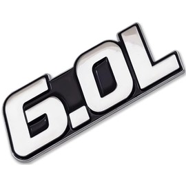 EOWHIB 6.0L Metal Car Emblem Logo, 3D Badge Decal, Silver/Black
