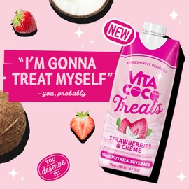 Vita Coco Treats Strawberries & Creme Coconut Milk Drink | Sweet, Refreshing, Treat | Cremey Pink Drink Alternative | 16.9 fl oz (Pack of 12)