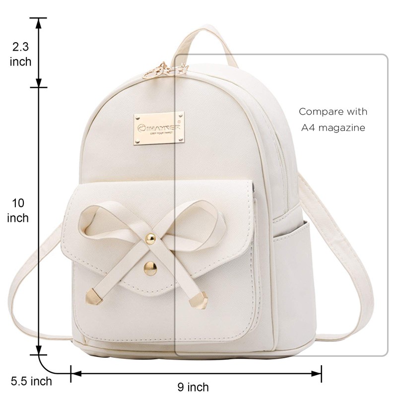 I IHAYNER Girls Bowknot Cute Leather Backpack Mini Backpack Purse