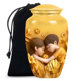 YATHABHISA MOM URN, Cremation Urn for Adult Men & Women - Memorial for Human Remains Mom & Dad - Urn for Human Ashes Adult Male & Female - Large with Velvet Bag - Funeral Decorative Urns