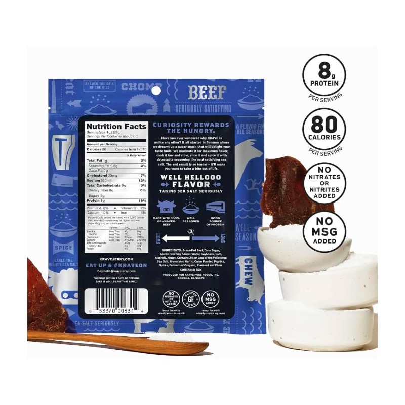KRAVE, Beef Jerky Variety Pack (2.7 Ounce Bags, Pack of