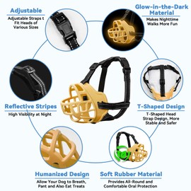 ODRIEW Dog Muzzle for Large Dogs, Breathable Basket Muzzles for Small, Medium and X-Large Aggressive Dog, Allows Panting Drinking, Suitable for Grooming Trimming Training (3, Luminous Orange)