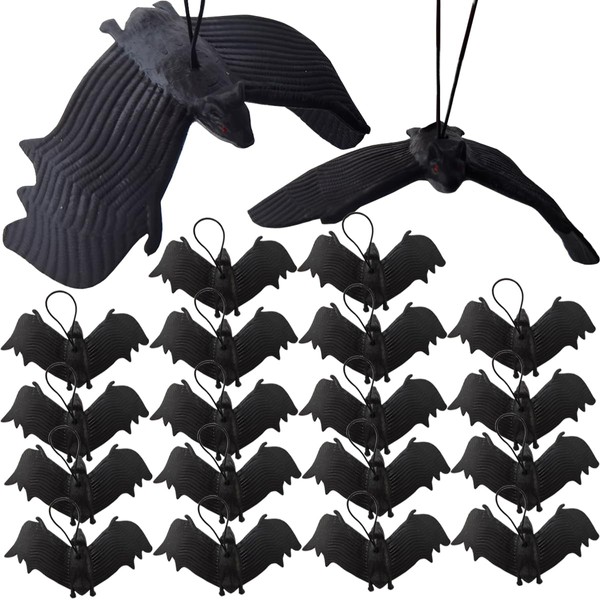 TIHOOD 22PCS Halloween Bats, Rubber Vampire Bats, Hanging Bat for