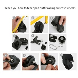 Tissting Pack of 2 Replacement Wheels Suitcase Wheels Replacement 64 x 24 mm PU Rubber Black Trolley Wheels Universal Portable Replacement Wheels for Suitcase Luggage Travel Suitcase