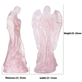 mookaitedecor Natural Rose Quartz Carved Crystal Guardian Praying Angel Statue Figurine Ornament Home Decor, Good Luck Love Peace Angel Healing Crystal Sculpture Gift Indoor Spiritual Decoration
