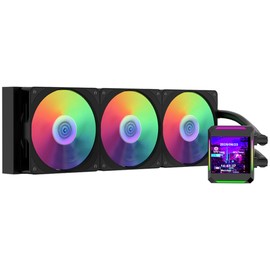 RUIXMIIDII AIO CPU Liquid Cooler with 2.8in IPS LCD Screen Display, 320 * 320 Resolution, 360mm AIO Cooler ARGB PWM Fans, CPU Water Cooler for AM5/AM4, Intel LGA 1851/1700/2066/1200/115X/2011, Black