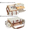 Multifunctional Wicker Picnic Basket Set for 4 with Blanket and