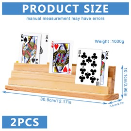 Pack of 2 Playing Card Holders for Playing Cards, Wooden Playing Card Holder, Playing Cards for Seniors, Children, Adults, Disabled, Playing Card Holder for Standing, Always Keeps an Overview