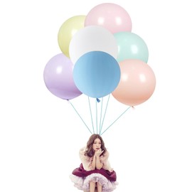 IN-JOOYAA 24 Inch Christmas Pastel Balloons Big Round Macaron Balloons 6Pcs Large Latex Thick Balloons for Photo Shoot Wedding Baby Shower Birthday Party Decorations