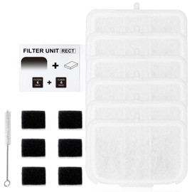 6 PCS Upgraded Filter Unit Rect Pet Cat Kit Water Fountain Filters Fit For E versweet MAX 105 fl oz/3L Automatic Pet Fountain, Include Replacement Filters and Replaced Foam Pump Filter