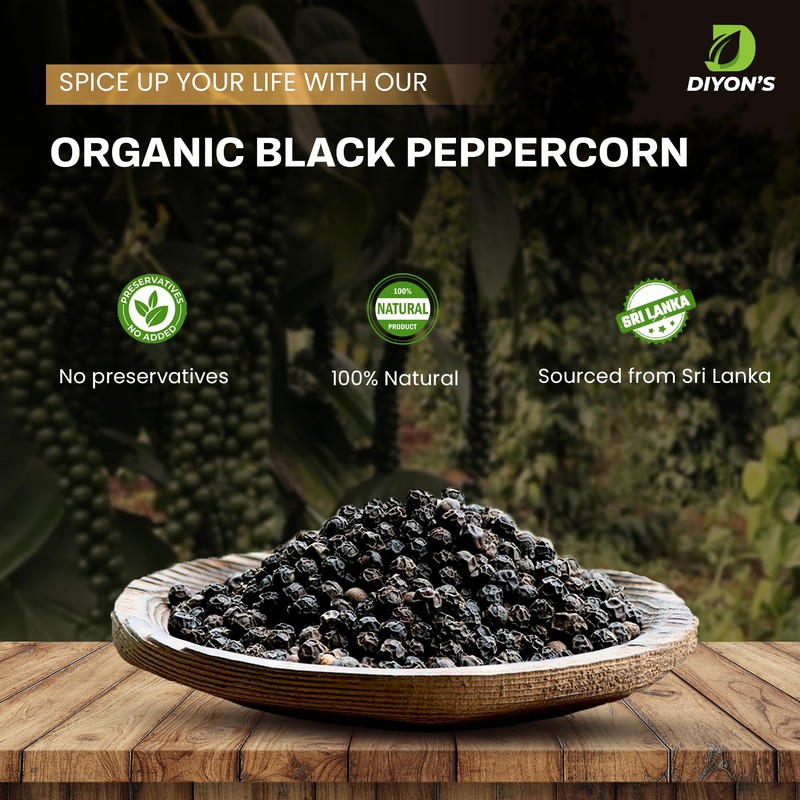 Diyon's Whole Black Pepper 1.7 oz (50g) For Food Seasoning