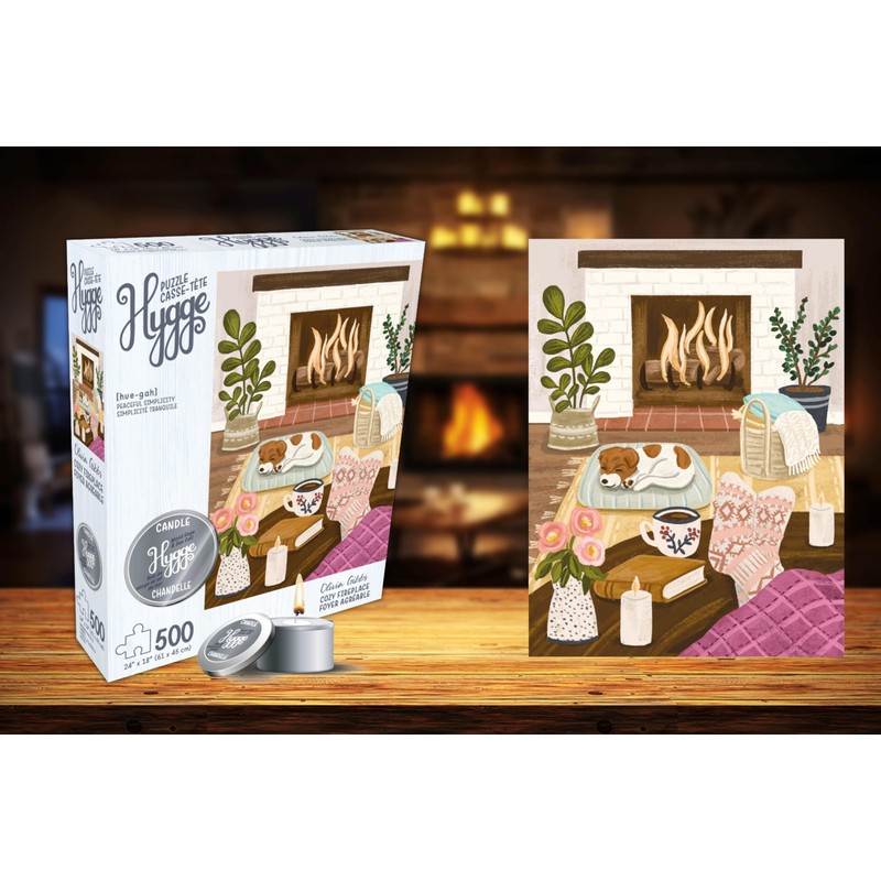 500 Piece Puzzle for Adults Hygge Collection Cozy Fireplace by