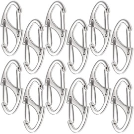 Winsyison 12pcs Zipper Anti Theft Clips, Zinc Alloy S Zipper Pull Locks, Mini Dual Spring Carabiner Snap Hook for Outdoor Camping Hiking Fishing Traveling Suitcase Luggage Backpacks- Silver