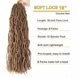 8 Packs Soft Faux Locs Crochet Hair 18 Inch for Butterfly Locs Distressed Locs Crochet Hair for Black Women (27#, 18 Inch(Pack of 8))