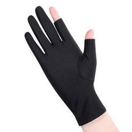 LONTG Fingerless Gloves, UV Protection Gloves, Cycling Gloves, Men's, Women's, Short Gloves, Spring, Summer, Sunscreen, UV Protection, Thin, Smartphone Gloves, For Cycling, Motorcycle, Car Driving, Fishing, Golf, Outdoor, Sports, Work Gloves, Black