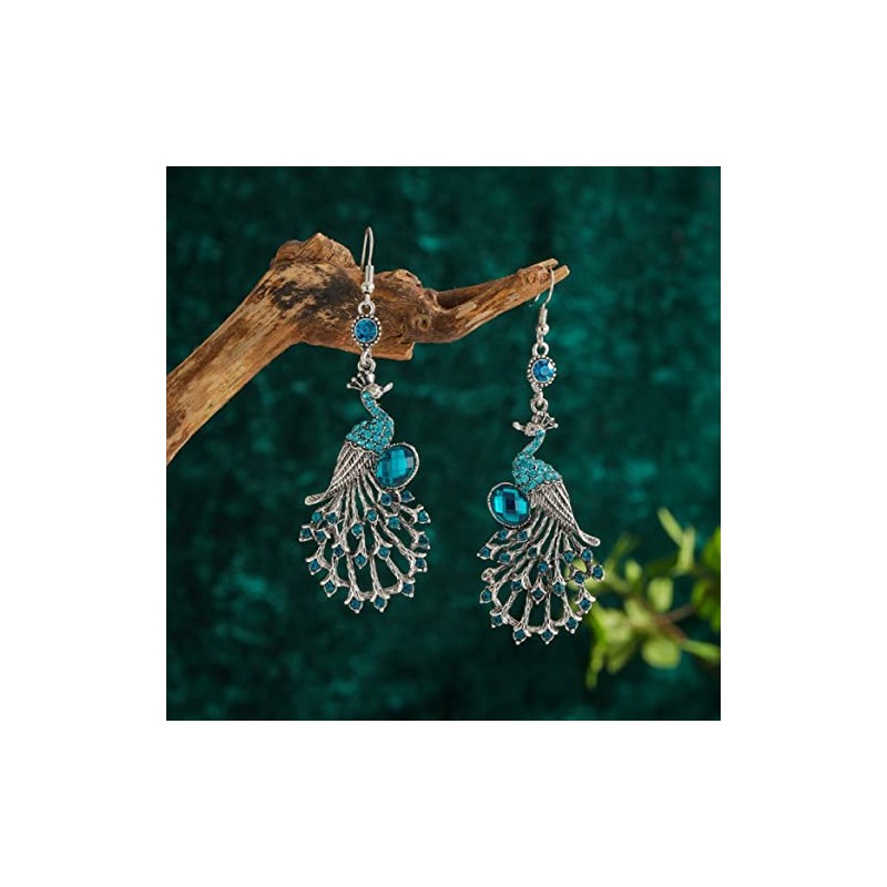 Peacock Chandelier Earrings, Peacock Bird Dangle Earrings for Women, Bohemian