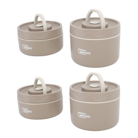 Insulated Food Container, Leakproof Stainless Steel Liner Lunch Container with Thermal Bag, Portable Round Thermal Box, Insulated Vacuum Food Jar, Portable Food Bowl (Dark