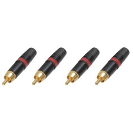 rean (4 Neutrik NYS373-2 RCA Male Phono Plug Black w/Gold Contacts - Red Ring