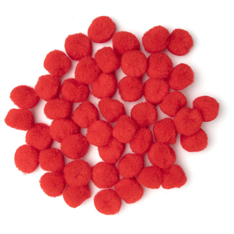 Cousin DIY Red 3/4 inch Poms, 45 Pack