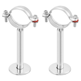sourcing map 2 Pack Pipe Support, Stainless Steel Pipe Support Bracket, Pipe Strap Clamp with Screws for Dia 63mm Pipe Tube