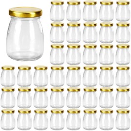 Small Glass Pudding / Yogurt Container With Airtight Lids,7oz Clear, For Milk,Jams,Jelly,Mousse,Fvaors,Spice, Food Storage Jars Sets 40Pack