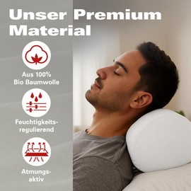 BaSaTex Organic Cushion Covers for Bolster 40 x 15 cm Pack of 2 - 97% GOTS Certified Cotton + 3% Elastane - Colour: Natural