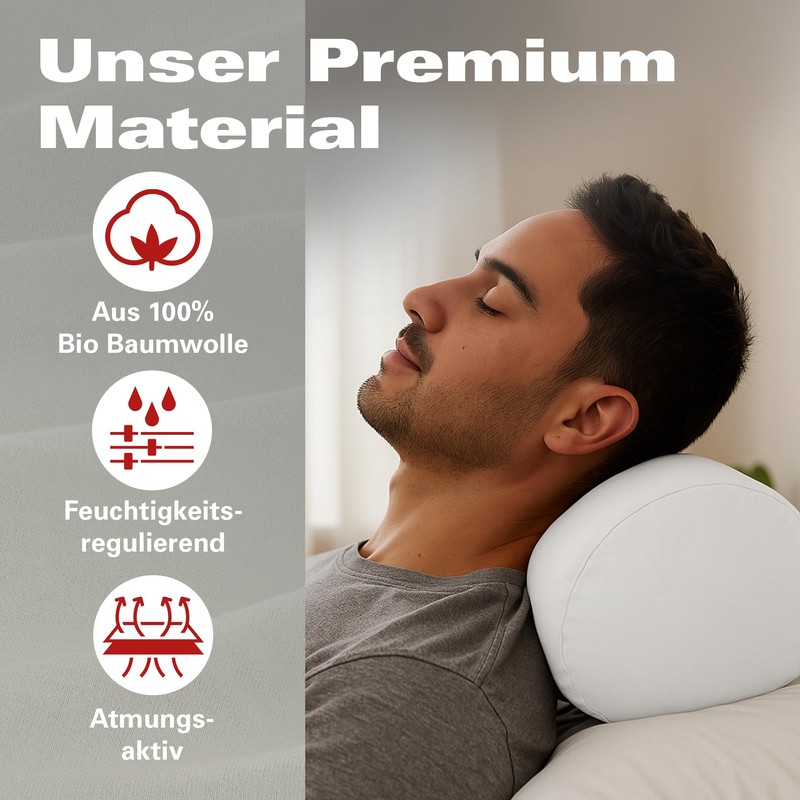 BaSaTex Organic Cushion Covers for Bolster 40 x 15 cm