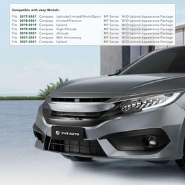 YHTAUTO Front Side License Plate Frame Compatible with Jeep Compass Latitude/Limited/Sport 2017-2021, Compass North 2018-2021, Plastic Black Bumper License Plate Bracket, No Drill Licence Plate Holder