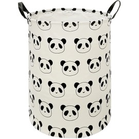 DUYIY Round Panda Pattern Laundry Hamper Storage Basket Organizer Hamper Storage Bins for Clothes Toys Box Nursery Hamper Gift Basket with Handles