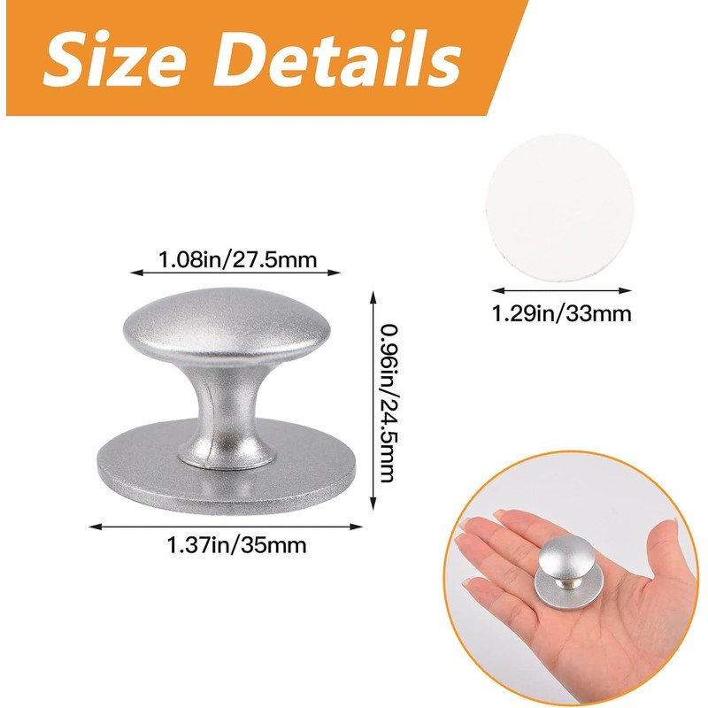 Morobor Stainless Steel Drawer Knobs, 4pcs Self-Stick Instant Cabinet Handle