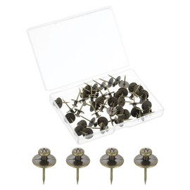 sourcing map 50 Pcs Double Headed Picture Hanging Nail, Zinc Alloy Push Pins Picture Hangers Double Headed Thumb Tacks for Hanging Pictures, Bronze