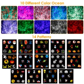 Halloween Christmas Outdoor Projector Lights with 14 HD Replaceable Slides with Remote Control Waterproof Outdoor Indoor Xmas Theme Party Yard Garden Decoration