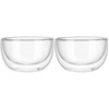 Cabilock 2 Pcs Double Glass Bowl Salad Serving Utensils Clear
