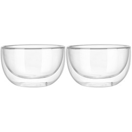 Cabilock 2 Pcs Double Glass Bowl Salad Serving Utensils Clear Glass Bowls Clear Tea Cup Crystal Coffee Glass Ice Cream Bowls Double Insulated Coffee Mugs High Borosilicate Glass Food Bowl