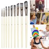 10pcs Nylon Hair Gouache Artist Paint Brush Portable Oil Painting