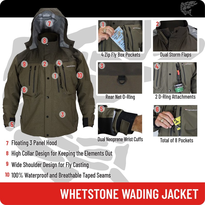 Paramount Outdoors Whetstone Waterproof Breathable Wading Fly Fishing Jacket Outerwear