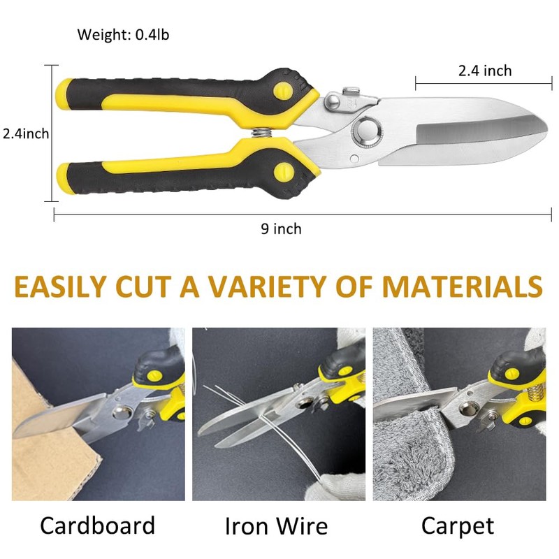 Scissors Heavy duty 9-inch, Shears Multipurpose, Easy Cutting Iron Sheet,
