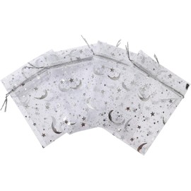 Moon Star Organza Bags,100Pcs Moon Star Mesh Gift Pouches Candy Organza Gift Bags,Moon Star Organza Jewelry Gift Bag,Moon Star Organza Jewelry Gift Pouch Candy Bag,Moon Star Organza Candy Bags,Silver