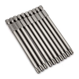 10PCS 4"/100mm T30 Torx Head Screwdriver Bit Set, 1/4 Inch Hex Shank with Quick Release Slot,S2 Steel Magnetic Security Tamper Proof Star 6 Point Screw Driver Kit Tools