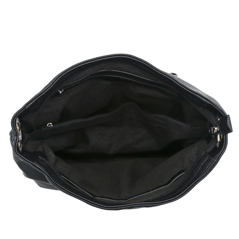 Hobo Shoulder Bag with Big Snap Hook Hardware (Black)