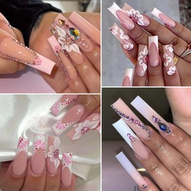 SUTOKAKA Nail Art Rhinestones Kit Pink Flat-back Round Glass Crystals Gems with Pick Up Tweezers and Nail Rhinestone Picker Nail Art Tools for Manicure Nails Supplies DIY Crafts Decorations