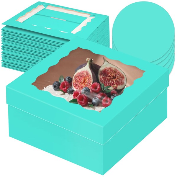 qiqee qiqee 12x12x6 Cake Box, 18 Sets Mint Blue Cake