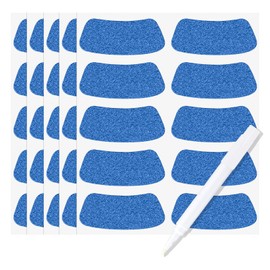 Anwyll Eye Black Stickers - 100Pairs Glitter Blue Accessory Sport Eye Black Sticker Football Baseball Softball Under Eyeblack Strips Stickers with White Pencil for Kid Adult Sport Game Party Favors