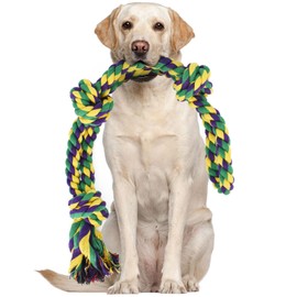 RIO Direct Hundespielzeug Seil für große Hunde, 70cm/27,56inch, XL Tau/Hundeseil Spielzeug mit 3 Knoten/Ball,Weihnachtsspielzeug für mittelgroße und große Hunde,zum Beißen, Tauziehen, Zähneputzen