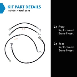 TRQ Brake Hose Set Compatible with 2005-2019 Nissan Frontier 2009-2012 Suzuki Equator