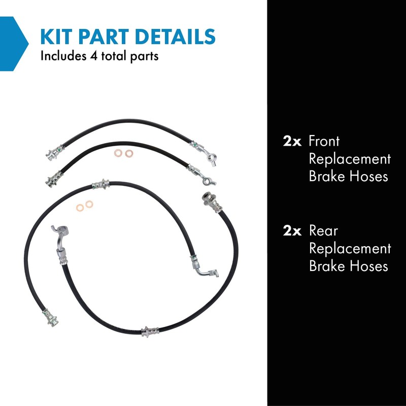 TRQ Brake Hose Set Compatible with 2005-2019 Nissan Frontier 2009-2012