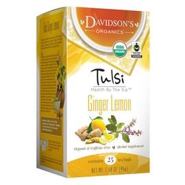 Davidson's Organics, Tulsi Ginger Lemon, 25-count Tea Bags, Pack of 6